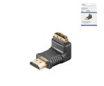 Адаптер DINIC, HDMI щепсел A към гнездо A под ъгъл, черен, кутия DINIC с евроотвор